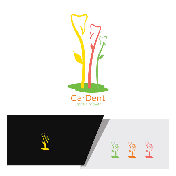 五彩缤纷的孩子牙齿花园标志图片下载