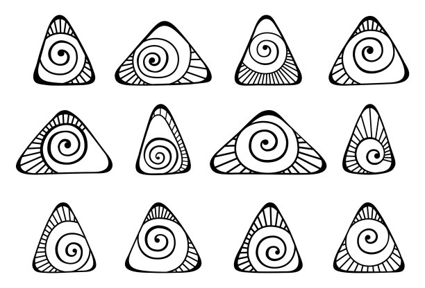 一套手绘的各种三角形形状图片下载