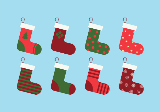 一套圣诞彩色袜子图片下载
