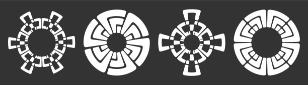 一套四个抽象的圆形民族饰品图片下载