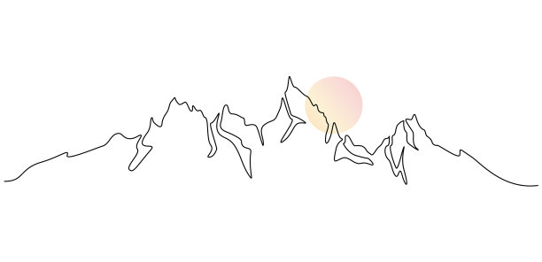 一幅连续的山脉线条图图片下载