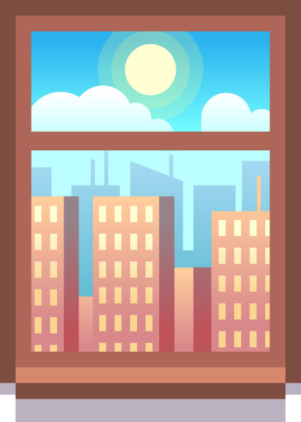 木窗，城市景观采光图片下载