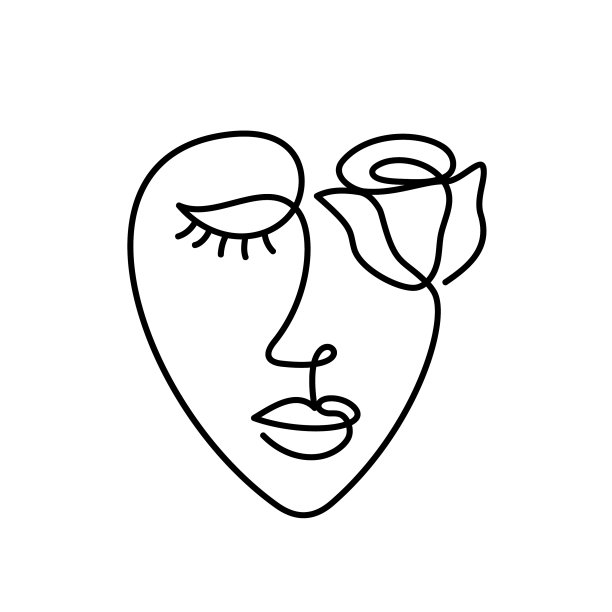 一张拿着花的抽象女人的脸图片下载