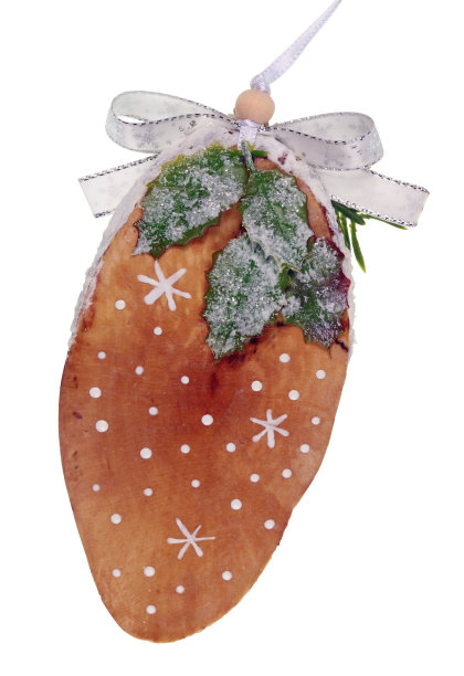 自制的圣诞玩具由切割的木头，石膏和闪光图片下载