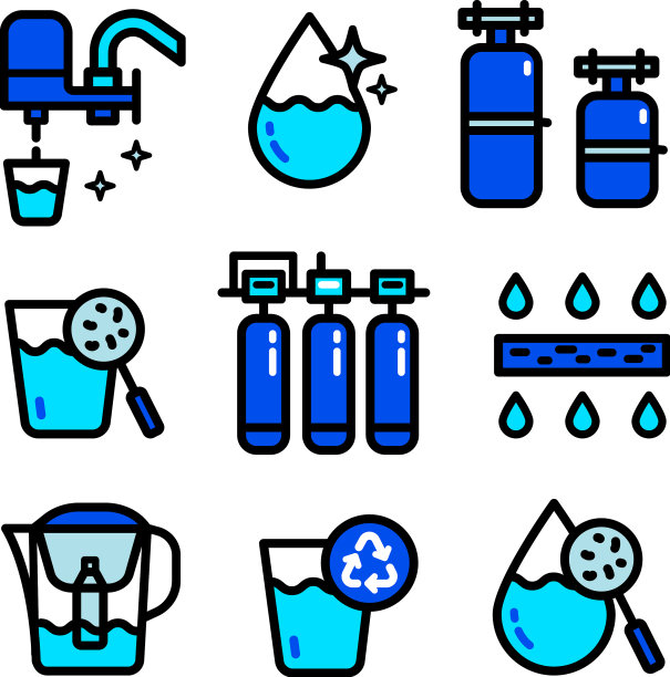 水净化彩色图标集图片下载