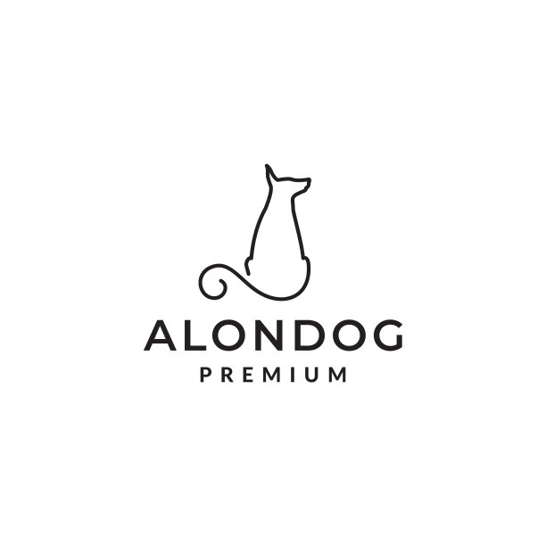 连续线狗小狗单独标志符号图标图片下载