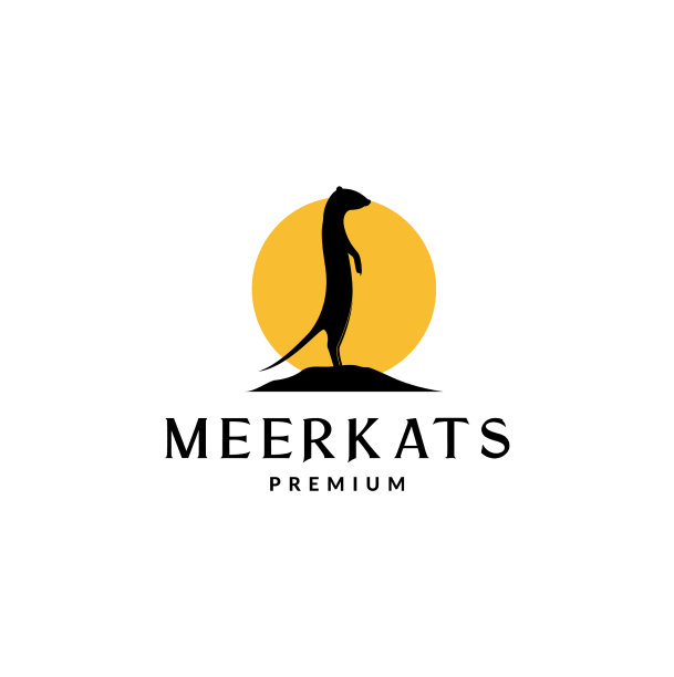 剪影站猫鼬与日落标志象征图片下载