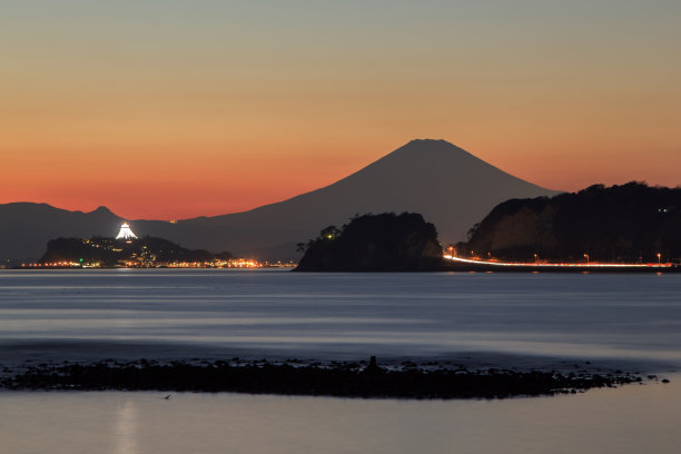 从富士山镰仓看到的日落图片下载