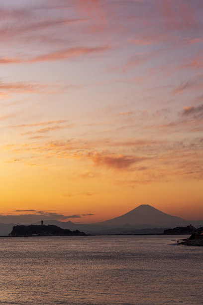 从富士山镰仓看到的日落图片下载