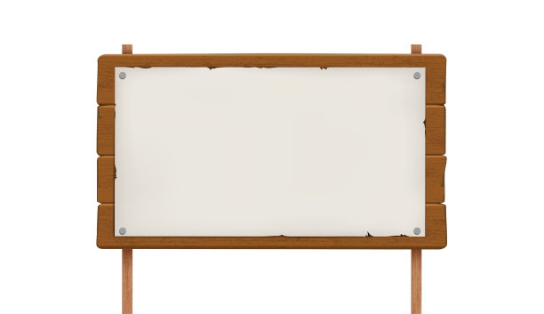 木制广告牌上的空横幅。向量模型图片下载