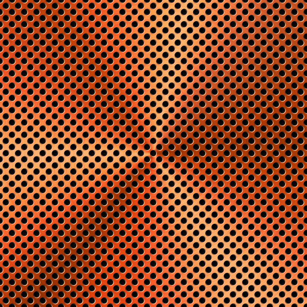 多孔铜纹理。拉丝不锈钢板。抛光金属表面。挠工业背景。矢量插图。图片下载