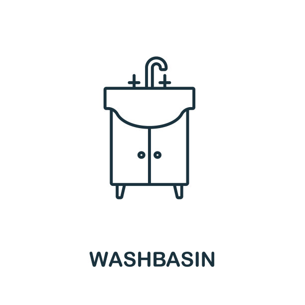 洗手盆图标线条元素来自浴室图片下载