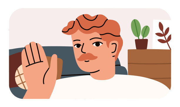 男人挥手示意说嗨图片下载