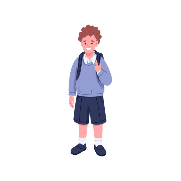 快乐小学生男孩肖像图片下载