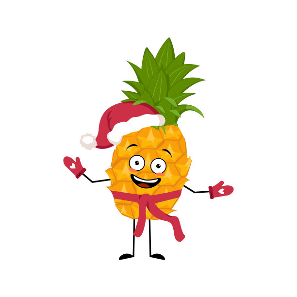 可爱的菠萝圣诞老人角色图片下载