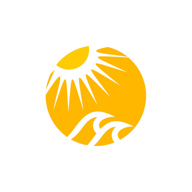 太阳和波浪标志设计图片下载