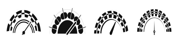 速度计图标矢量设置。比例仪表的轮廓风格。转速表图标。速度计的象征。图片下载