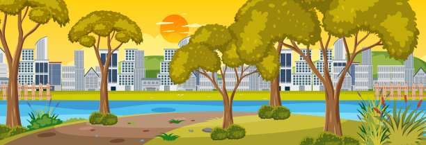 公园在秋日时节横景同图片下载