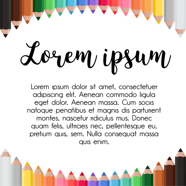 框架与彩色铅笔，背景为儿童的公告，照片，文凭，证书，优惠券。矢量图图片下载