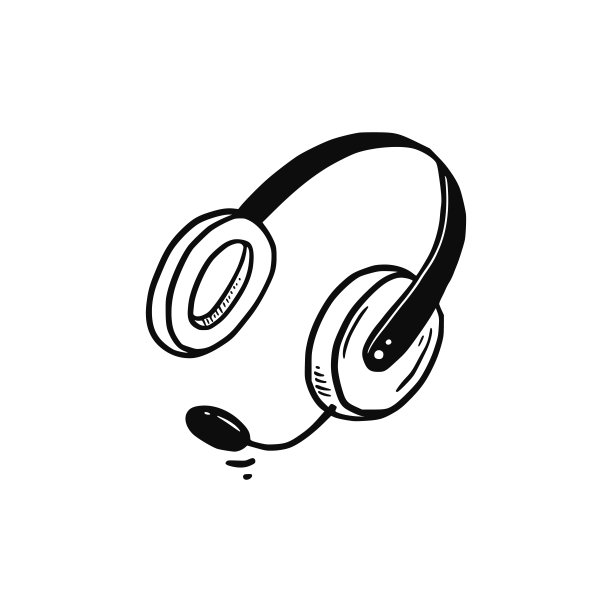 耳机涂鸦手绘草图元素。耳机和麦克风图片下载