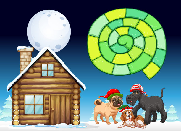 雪冬夜用数数游戏模板图片下载