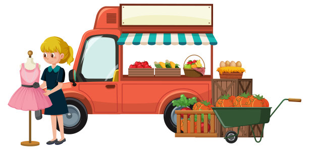 女孩在跳蚤市场看粉红色的衣服图片下载