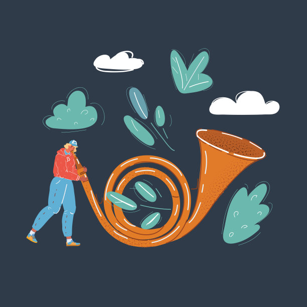 矢量插图的男性邮递员使用波斯顿在黑暗的背景。图片下载