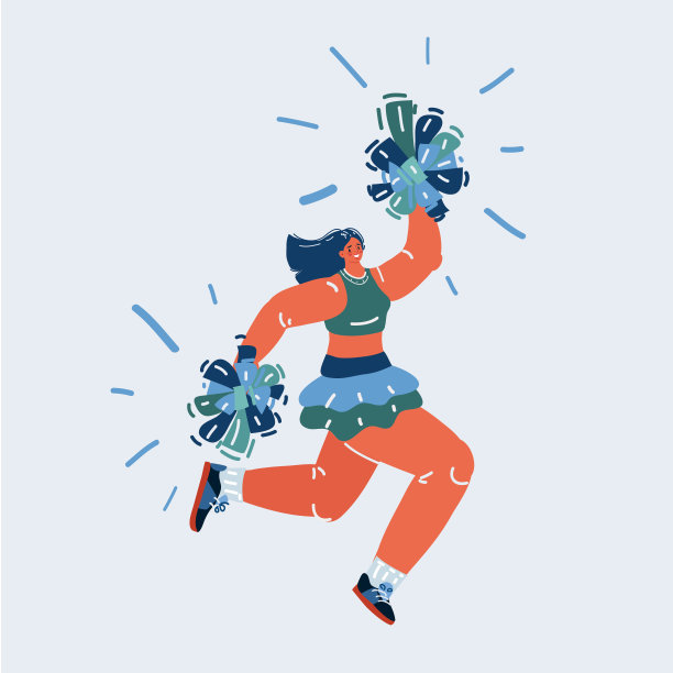 矢量插图的专业啦啦队长。跳来跳去的女人图片下载