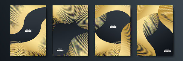 金色和黑色豪华背景设计套装图片下载