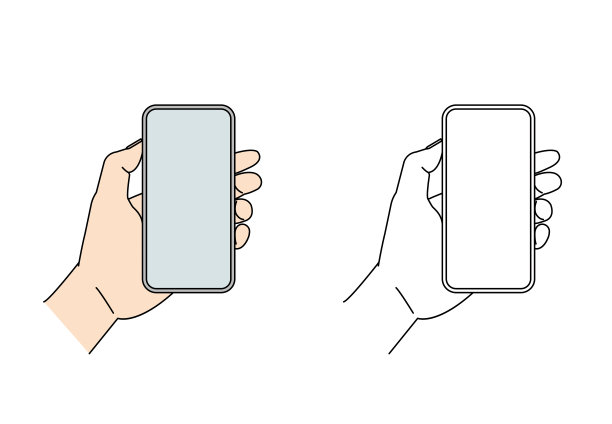 单手材料与智能手机的插图图片下载