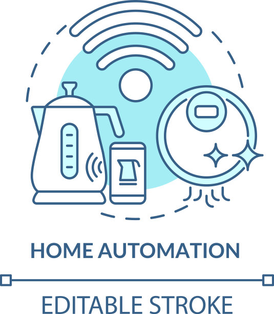 家庭自动化蓝色概念图标图片下载