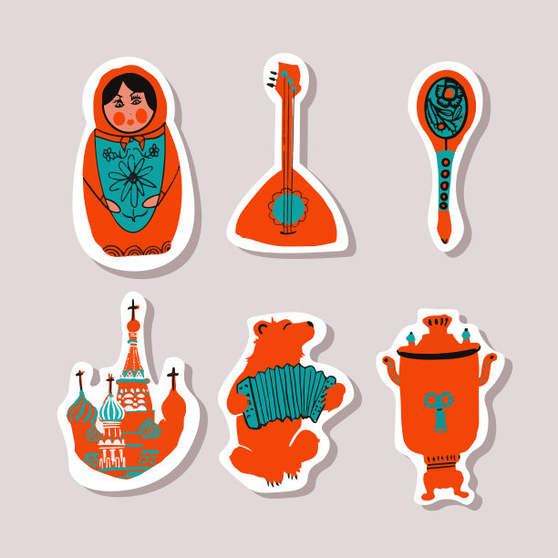 一套以俄语为主题的贴纸图片下载