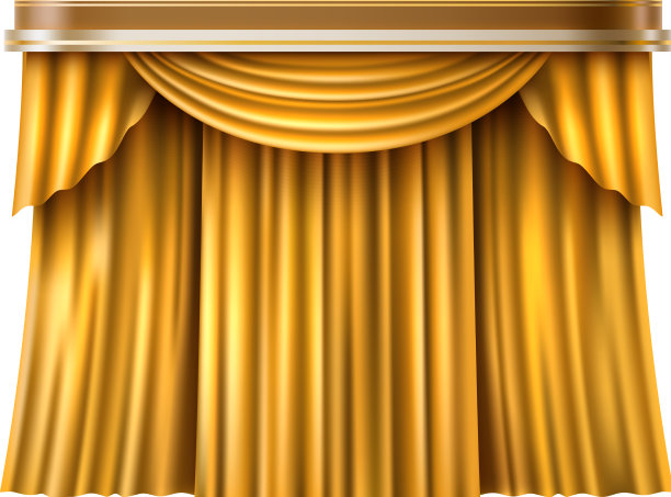 金色的窗帘，奢华的面料，逼真的窗帘图片下载