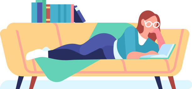 读书的女人躺在沙发上看书的情人休闲图片下载