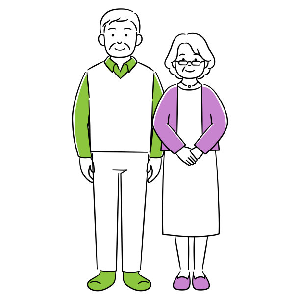 简单的老年夫妇插图图片下载