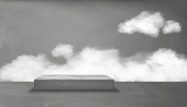 灰色的墙壁工作室，墙上有蓬松的云图片下载