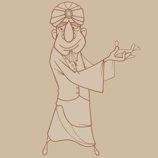 一个穿着仙女衣服的卡通男人的素描图片下载