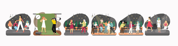 时装表演场景和t台模特图片下载