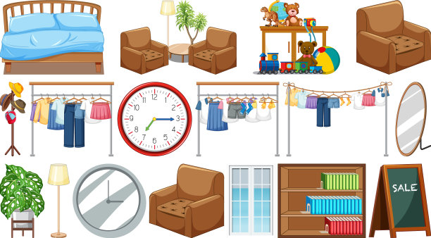 一套室内家具和装饰品图片下载