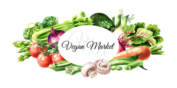 素食食物。新鲜蔬菜，手绘水彩插图，孤立在白色背景图片下载