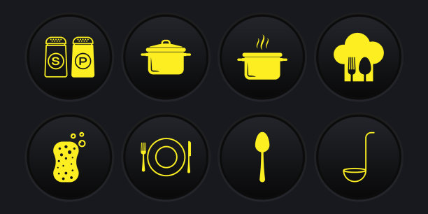 将海绵与厨师帽，叉子和勺子图片下载