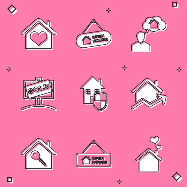 设置房子与心脏形状的悬挂标志打开图片下载