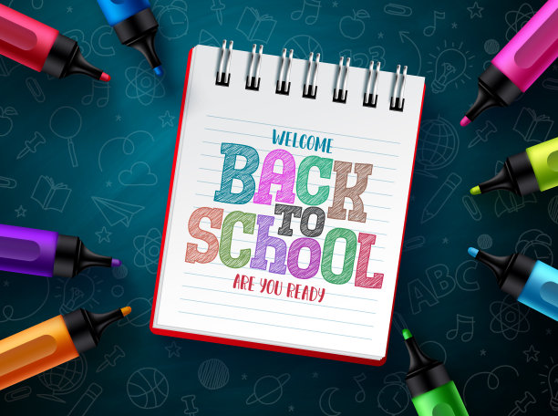 回到学校文本矢量设计。欢迎用彩色涂鸦文字回到学校图片下载