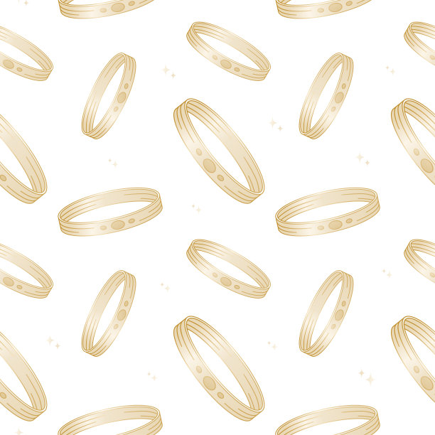 矢量无缝模式与黄金结婚戒指。图片下载