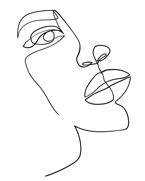 一条线画脸。抽象的女人肖像。现代极简主义艺术。——矢量图图片下载