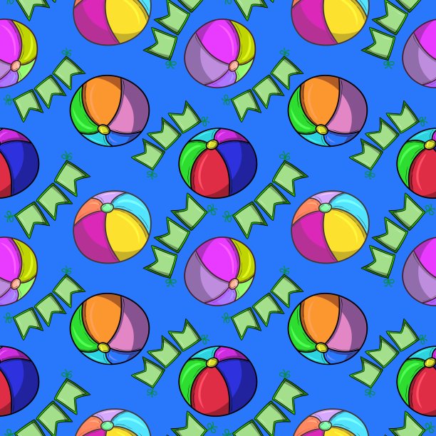 鲜艳圆润的彩球配上喜庆的彩旗，天衣无缝的方形图案图片下载