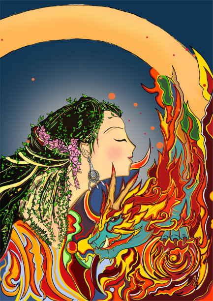 龙和小女孩图片下载