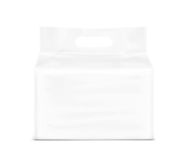 Stand bag with hole handle mockup矢量插图孤立在白色背景上。图片下载