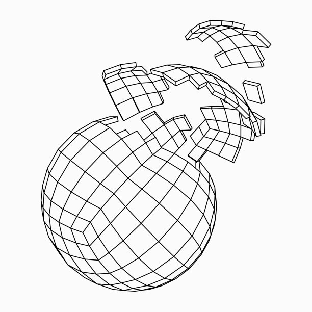 抽象的三维破碎球。矢量插图。图片下载