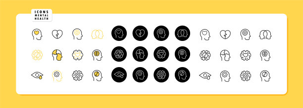 心理健康的标志。人格分裂。Cardology。矢量线图标的业务和广告图片下载